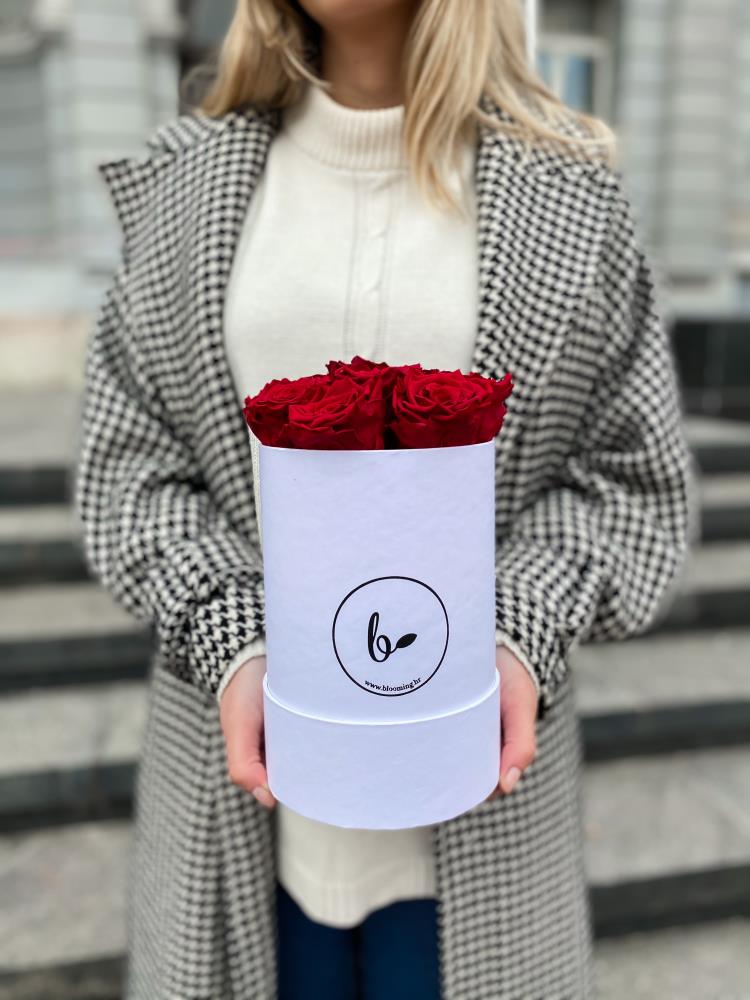 FlowerBox sa  dugotrajnim ružama- bijeli1