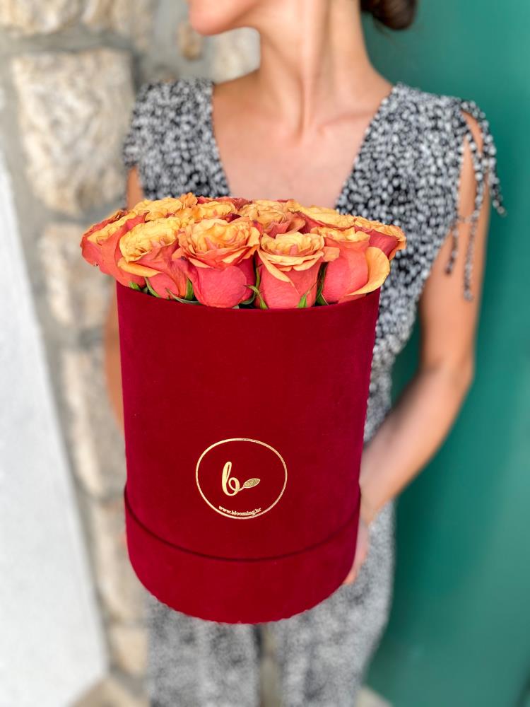 Baršunasti FlowerBox sa ružama-crveni 5