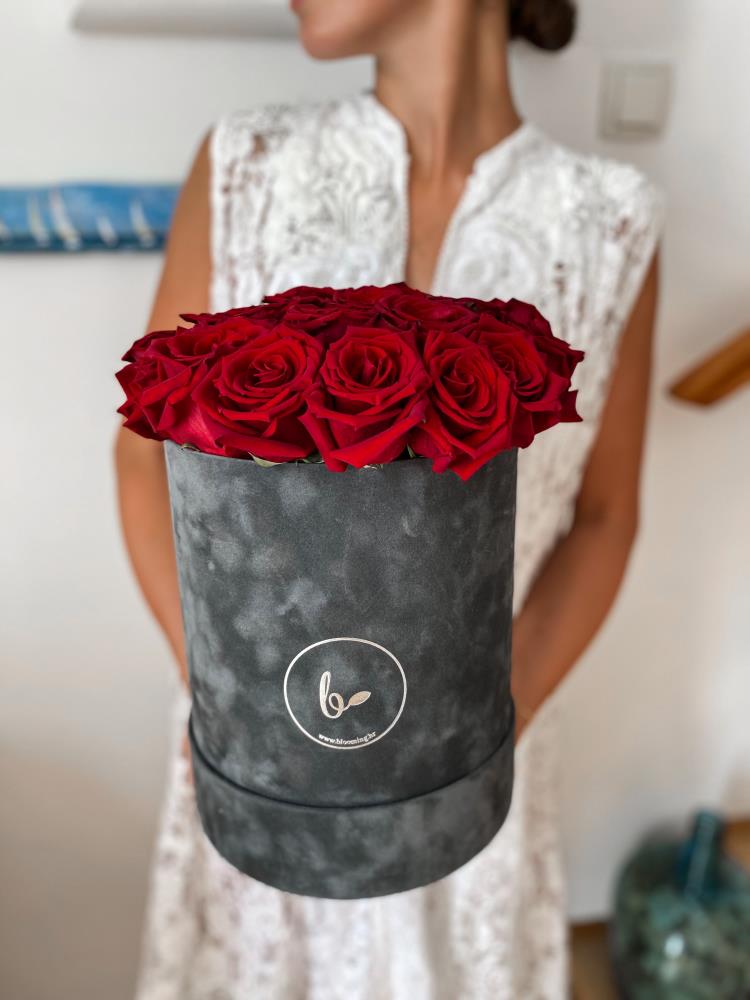 Baršunasti FlowerBox sa ružama-sivi 9