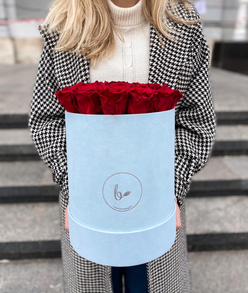 FlowerBox s dugotrajnim ružama- plavi baršun2