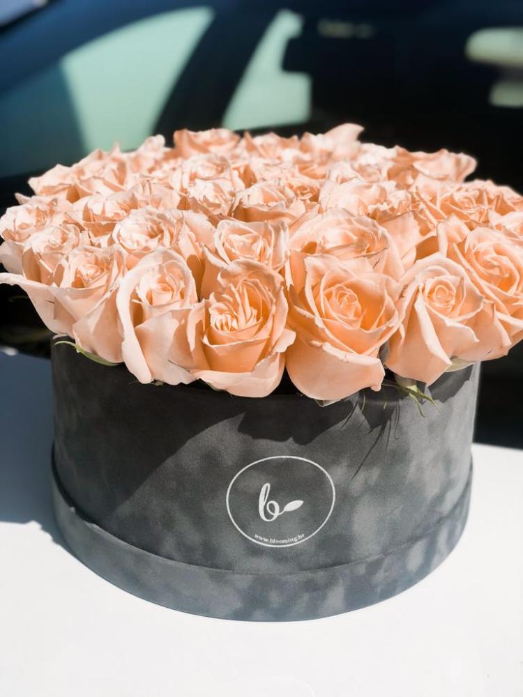 Baršunasti FlowerBox sa ružama-sivi 11