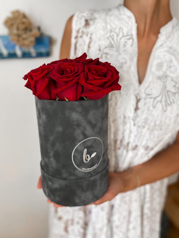 Baršunasti FlowerBox sa ružama-sivi 8