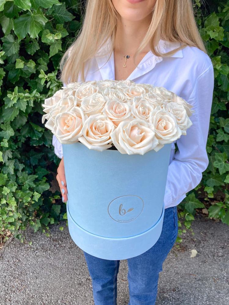 Baršunasti FlowerBox sa ružama-plavi 1