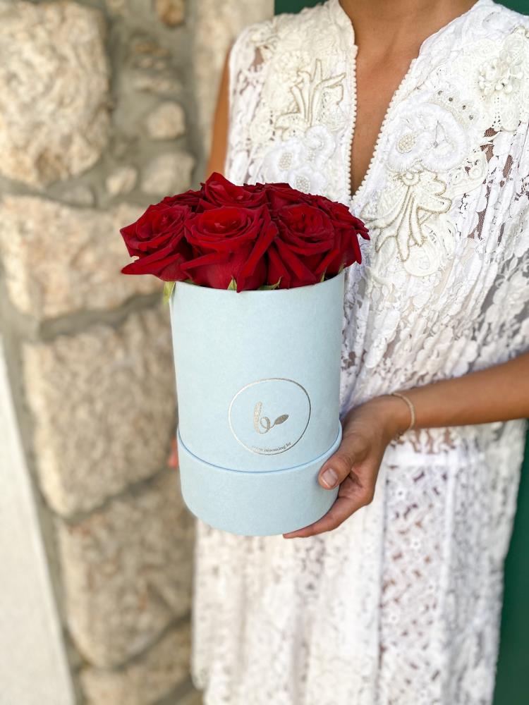 Baršunasti FlowerBox sa ružama-plavi 7