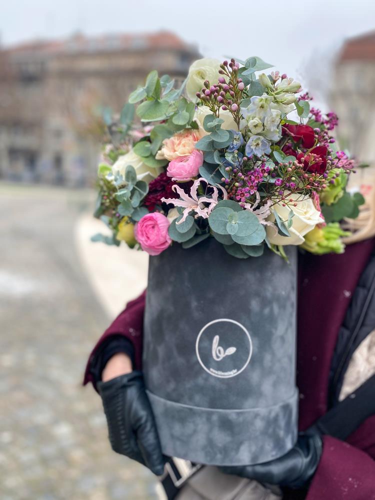 FlowerBox Miks- sivi baršun2